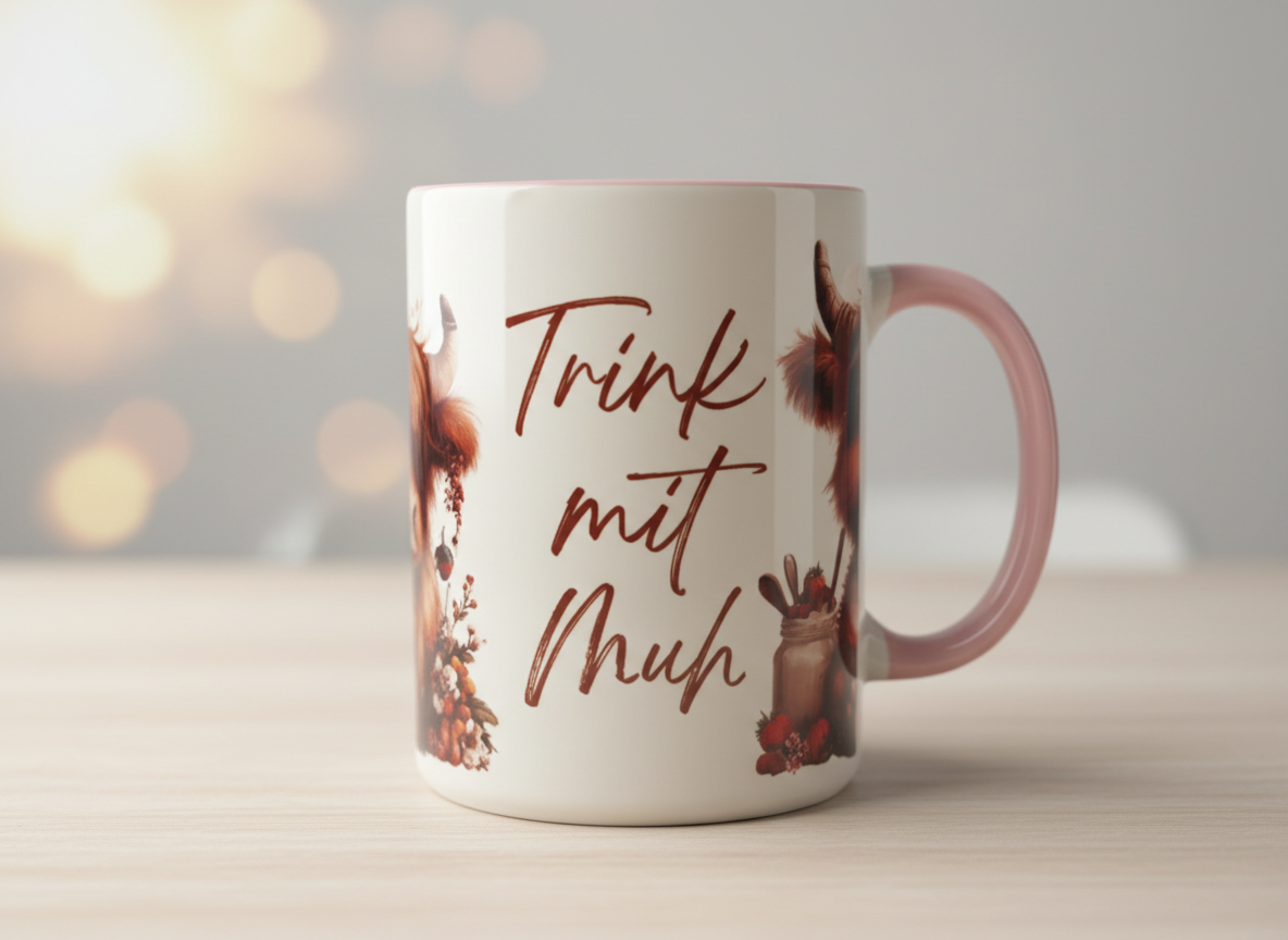 Keramik-Tasse: Trink mit Muh